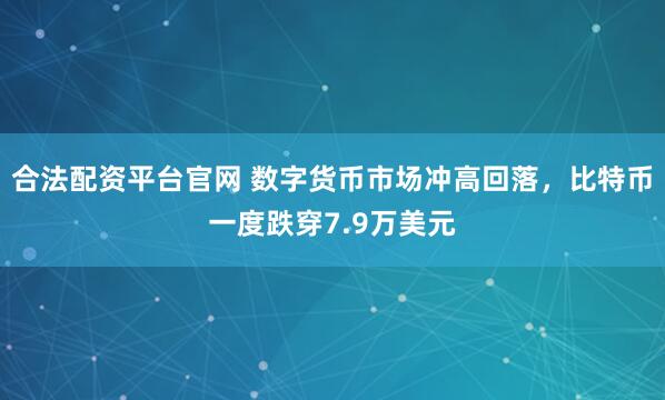 合法配资平台官网 数字货币市场冲高回落，比特币一度跌穿7.9万美元